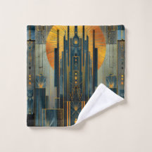 Gratte-ciel Art déco de minuit à laçage doré