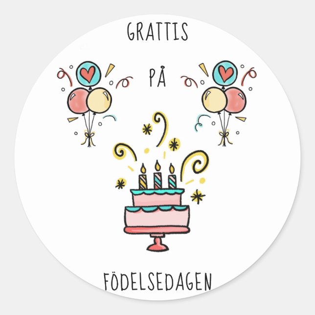 Grattis på födelsedagen | Happy Birthday Classic Round Sticker (Front)