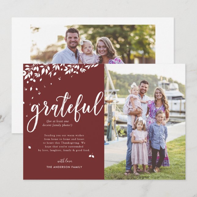 Gratuit | Carte Thanksgiving Collage Photo Famille (Devant / Derrière)