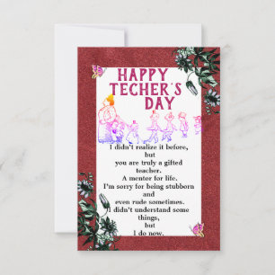 Gratuit pour votre professeur Carte de voeux plate