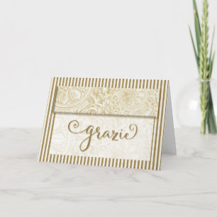Gratzi Italian Thank You Gold Vintage Stripe Blank Card