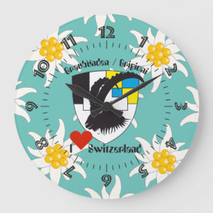 Graubünden Grischun Grigioni Schweiz Svizra Uhr Large Clock