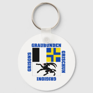 Graubunden Switzerland Canton Flag Keychain