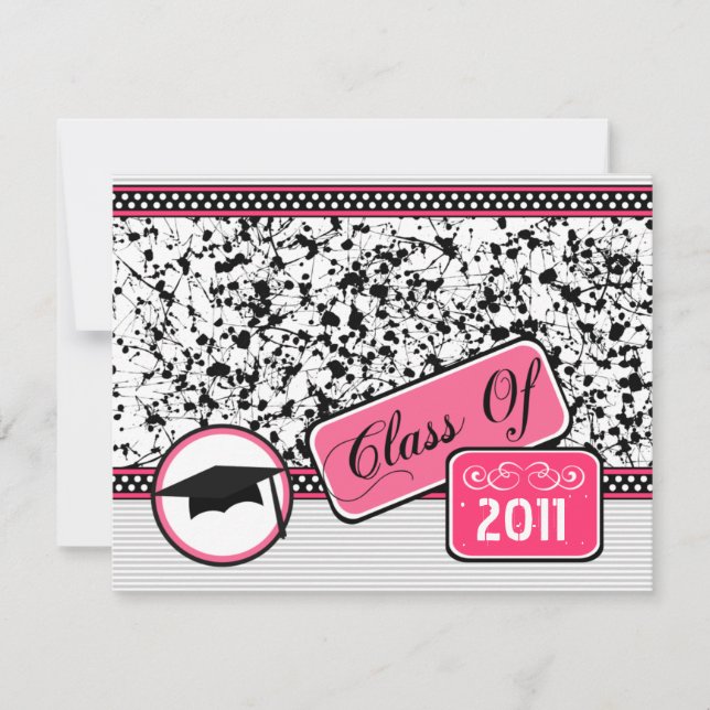 Graudation Class Of 2011 Black Paint Splatter Invitation (Front)