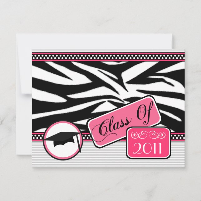 Graudation Class Of 2011 Zebra Print Invitation (Front)