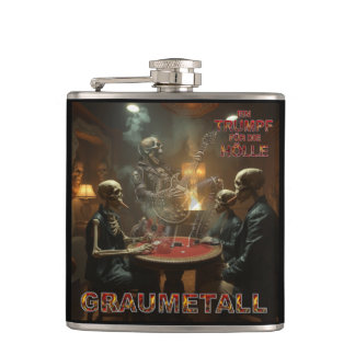 Graumetall Trumpf for Hölle Coverdesign metal Hip Flask