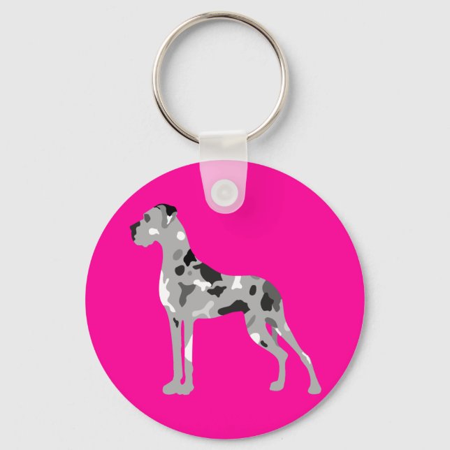Grautiger Doggensilhouette Keychain (Front)