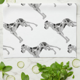 Grautiger Doggensilhouette Kitchen Towel