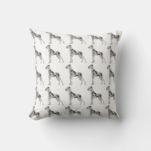Grautiger Doggensilhouette Throw Pillow