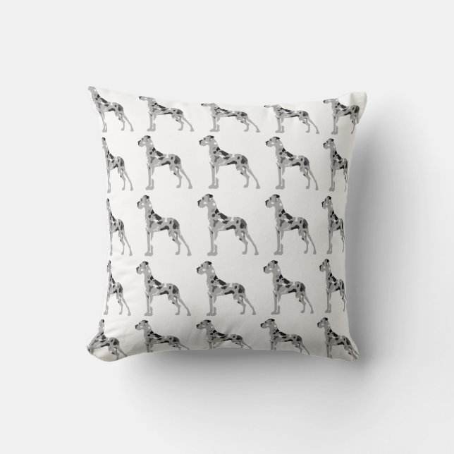 Grautiger Doggensilhouette Throw Pillow (Front)