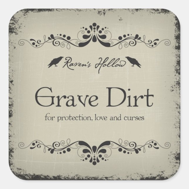 Grave Dirt Halloween Jar Sticker (Front)
