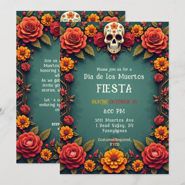 💀🎉 Grave Expectations, the Día de los Muertos Invitation (Front/Back)