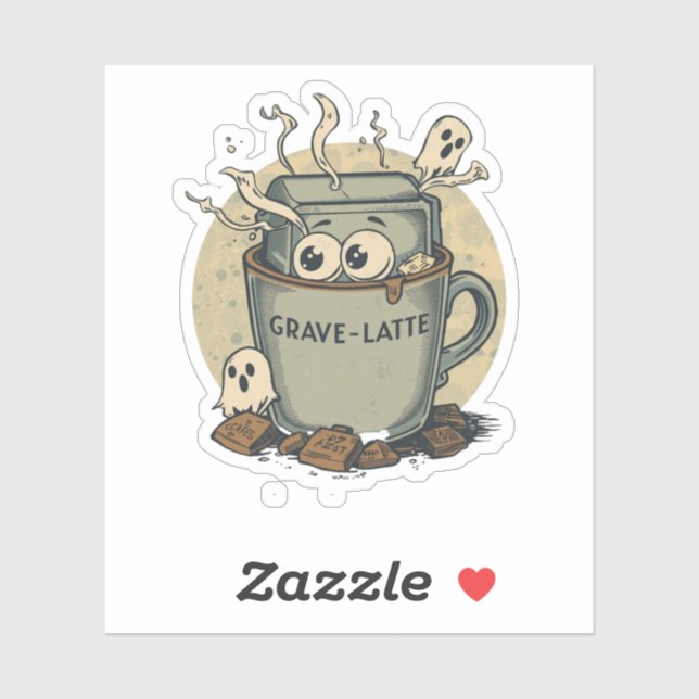 Grave-latte Funny Halloween Latte Coffee Pun  (Sheet)