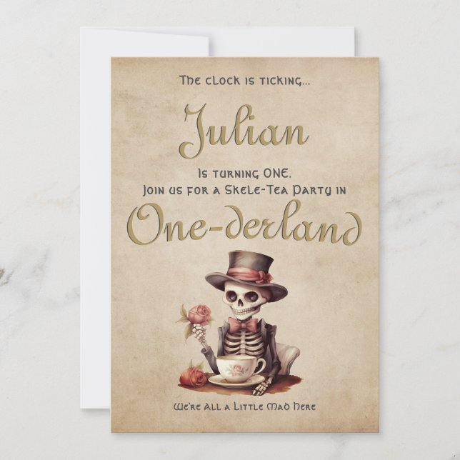 Grave Mistake Gothic Skeleton Halloween Baby Bday Invitation (Front)