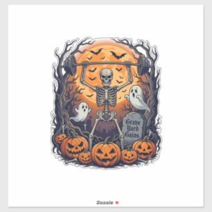 Grave Yard Gains Skeleton Lifting Barbell Hallowee