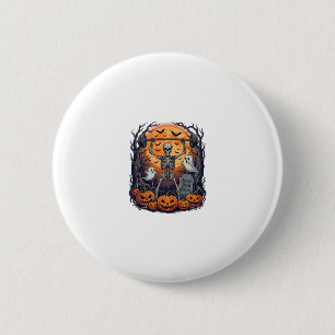 Grave Yard Gains Skeleton Lifting Barbell Hallowee 2 Inch Round Button