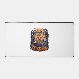 Grave Yard Gains Skeleton Lifting Barbell Hallowee Desk Mat