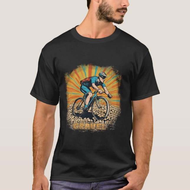 Gravel Bike Rider with Sun Rays T-Shirt (Front)