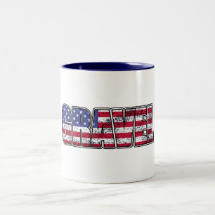 Gravel Cycling American Flag Two-Tone Coffee Mug
