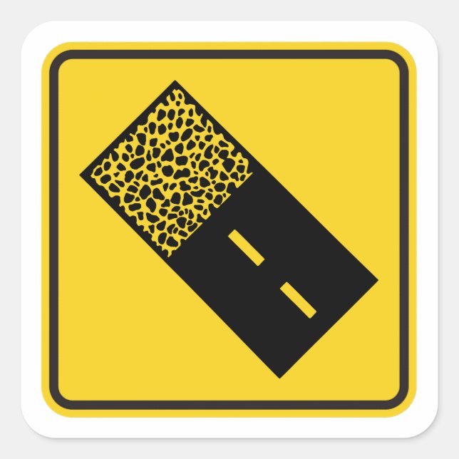 Gravel Road Sign Square Sticker (Front)