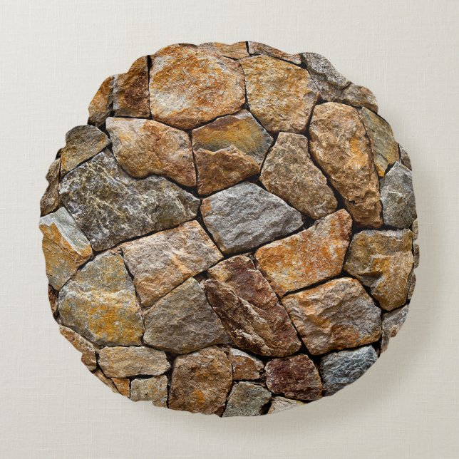 Gravel small stone wall  round pillow (Front)