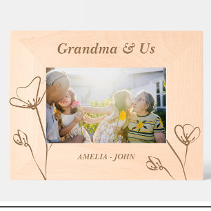 Gravés Cadres en bois personnalisés Fleurs Grand-mère Élé