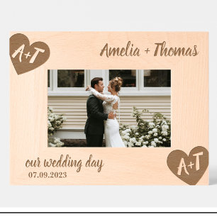 Gravés Cadres en bois personnalisés pour mariage avec mon
