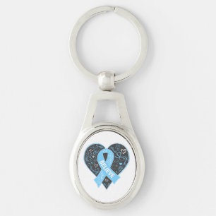 Graves Disease Believe Ribbon Heart Keychain