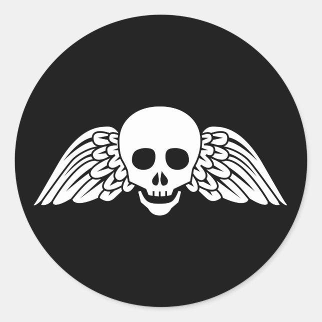 Gravestone Winged Skull Halloween Sticker (Front)