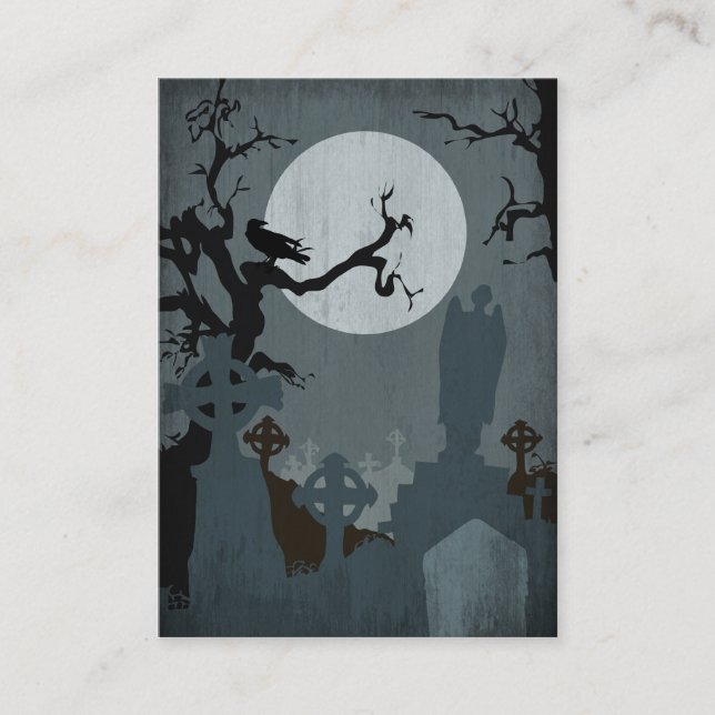 Graveyard and Full Moon for Halloween Enclosure Card (Front)