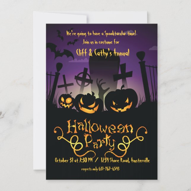Graveyard Antics Halloween Invitation (Front)