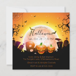 Graveyard Boo Jack o'lantern Halloween Party Invitation