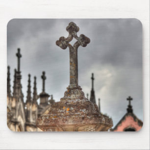 Graveyard cross close-up, Portugal Mouse Pad