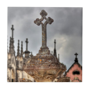 Graveyard cross close-up, Portugal Tile