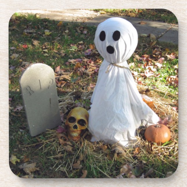 Graveyard, Ghost & Pumpkin Coaster (Front)