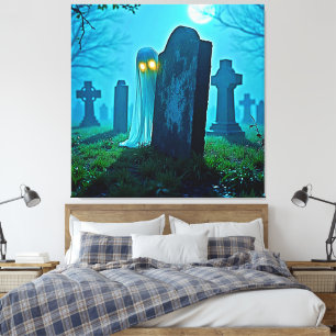 Graveyard Ghost's Eerie Glimpse Canvas Print