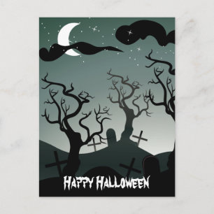 Graveyard Halloween Greeting Postcard