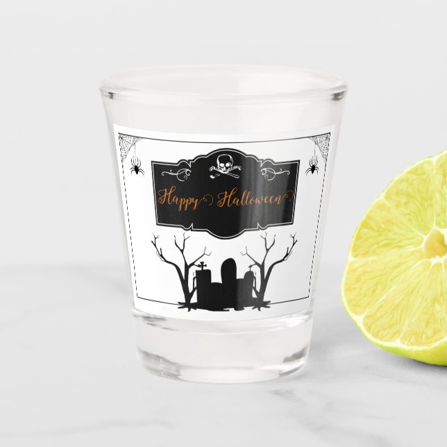 Graveyard Halloween Shot Glass (Front)