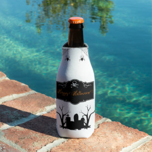 Graveyard Halloween   White Bottle Cooler