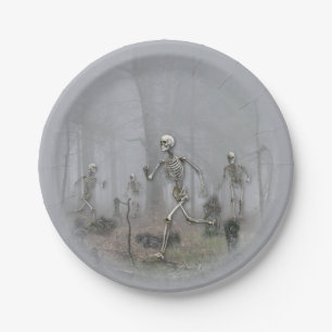 Graveyard Haunting Round Paper Plate