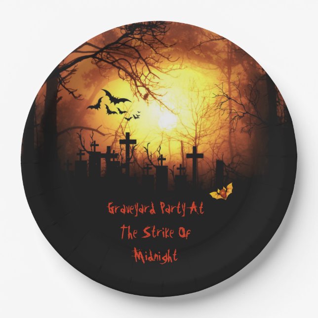 Graveyard Party Halloween Paper Plate (Front)
