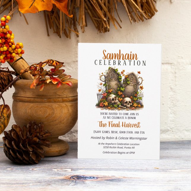 Graveyard Samhain Harvest Halloween Party Invitation (Creator Uploaded)