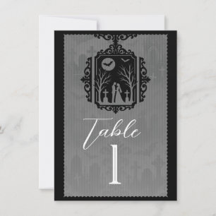 Graveyard Vows Black & Grey Gothic Table Number