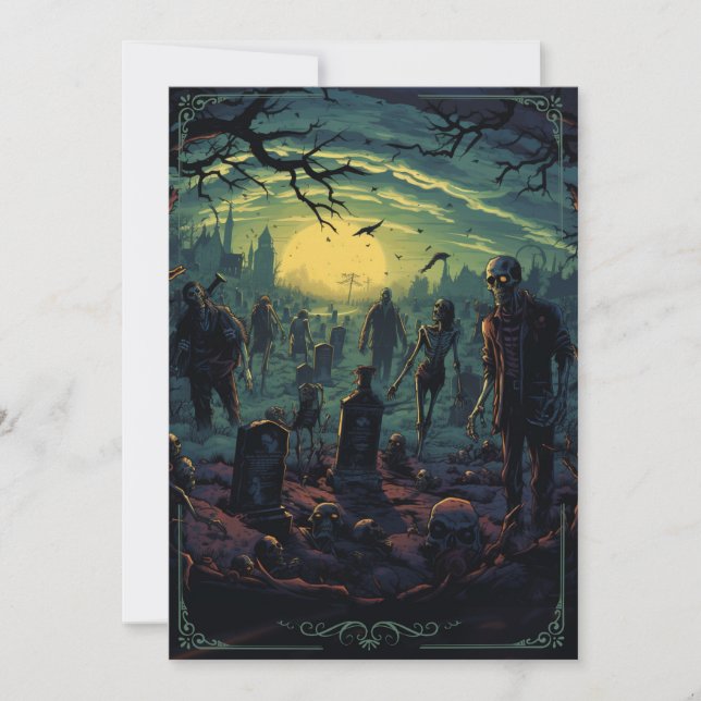 Graveyard Zombies Halloween Party Invitation (Front)