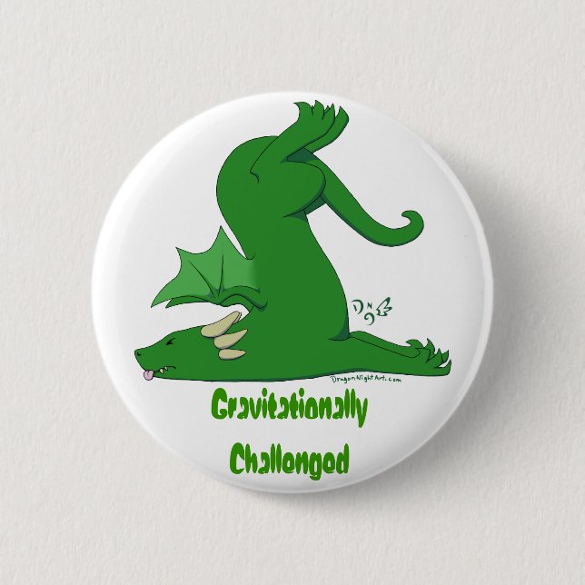 Gravitationally Challenged Dragon 2 Inch Round Button (Front)