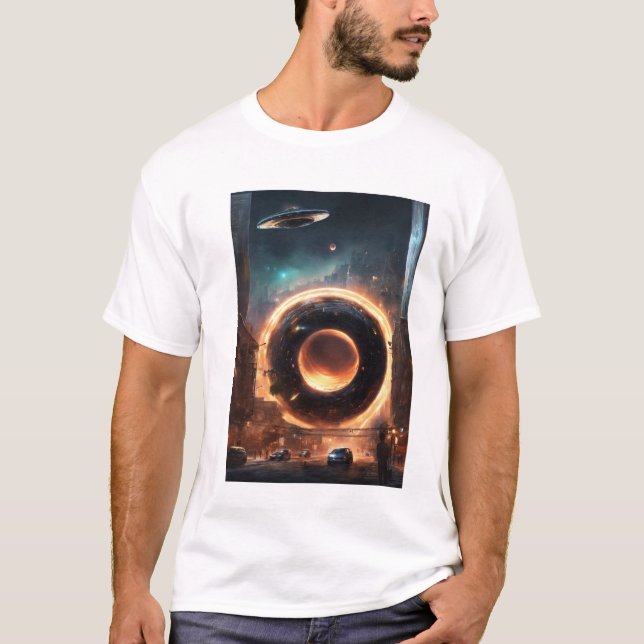 Gravity Pull T-Shirt: Embrace the Black Hole T-Shirt (Front)
