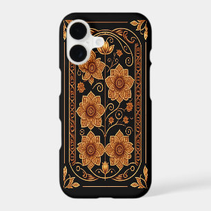 Gravure sur bois avec quatre fleurs