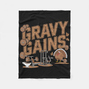 Gravy Gains Thanksgiving Gym Workout  Fleece Blanket