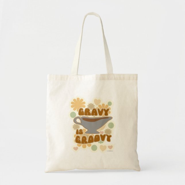 Gravy is Groovy Thanksgiving Feast Fun Slogan Tote Bag (Front)