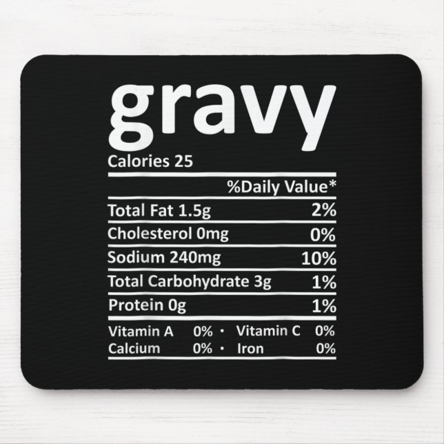 Gravy Nutrition Facts Fun Thanksgiving Christmas F Mouse Pad (Front)